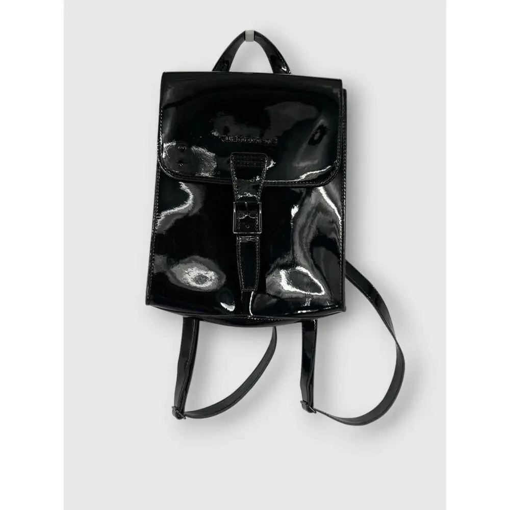 Dr. Martens Black Patent Mini Backpack with Buckle Closure